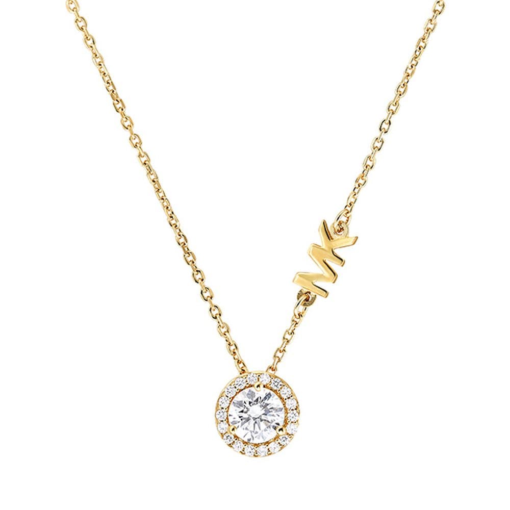 Michael Kors Mkc1208An710 Mk Logo Pendant Silver Necklace