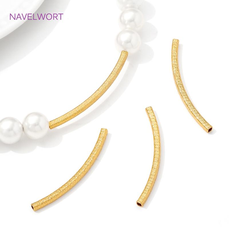 2mm*35mm Brass Texture Tube Beads 18K Gold Plated Tube Spacer Beads Connectors For Jewelry Making,DIY Bracelet Necklace Findings