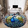 1pc Peacock StainedGlass Office Round Area Rug, Indoor Mat Suitable For Office, Under Office Chairs Bedroom Living Room Home Decor, Room Deco