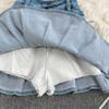 Summer Style High Waist Slim Denim Skirt All-Match A-Line Pleated Skirt Ruffle Skirt
