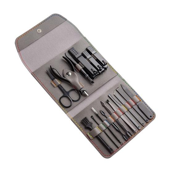 1 rinkinys profesionalus nagų priežiūros rinkinys 16 viename nerūdijančio plieno nagų kirpimo mašinėlės rinkinys su dirbtinės odos dėklu nagų priežiūros įrankiu namų manikiūrui