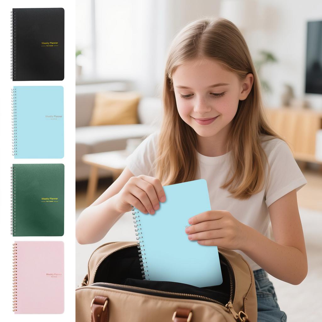 Planner, Academic Planner, Hardcover Leather Calendar Planner With Monthly Label, Spiral Bound Daily Planner