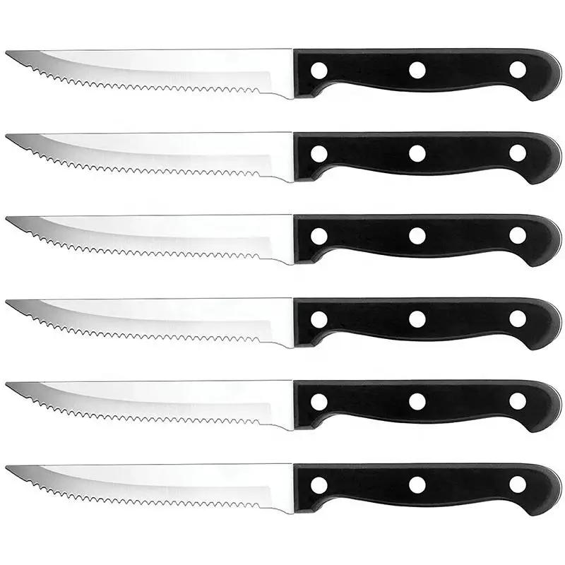 6/12Pcs-Set Steak Knives Cutlery Stainless Steel Sharp Serrated Dinner Knives Dishwasher Safe for Meat Bread Kitchen Knife