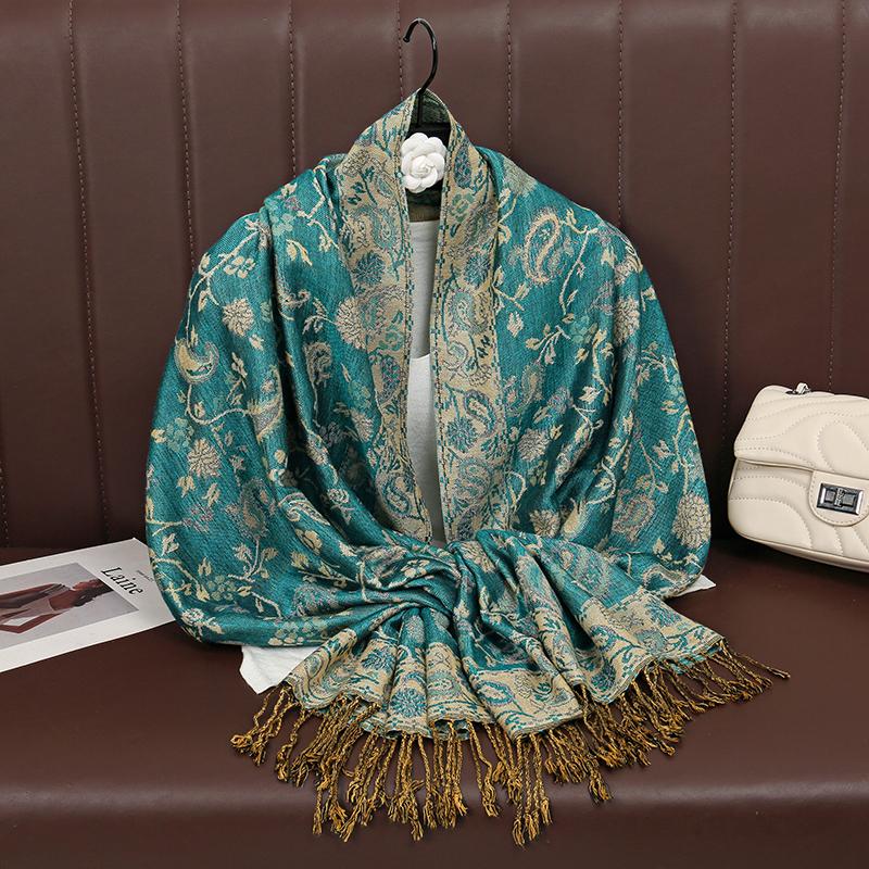 

Fashion Autumn Colorful Cashmere Scarf Shawl for Women Pashmina Floral Wrap Female Thick Blanket Soft Bufanda Kerchief 70x180cm