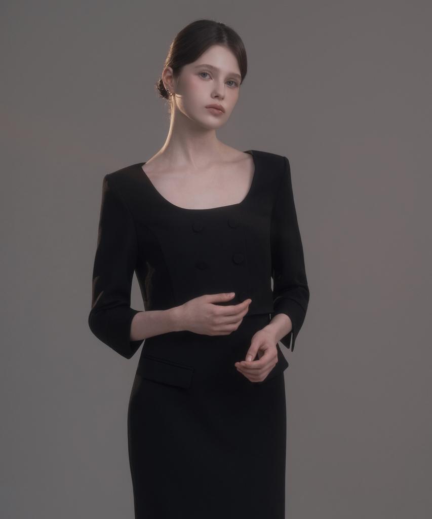 Mausolleum Celina Button Long Dress - Black