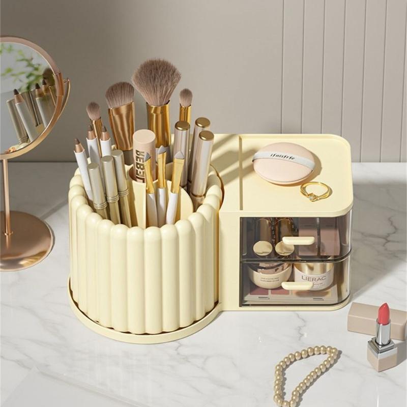 Large Capacity Rotating Pen Holder Desktop Drawer Makeup Organizer Stationery Box Case School Office Desk Storage Shelf