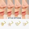 Bobisty Nose Rings Studs for Women Stainless Steel L Shaped Nose Studs Tiny Opal CZ Sunflower Bee Planet Nose Piercing Jewelry