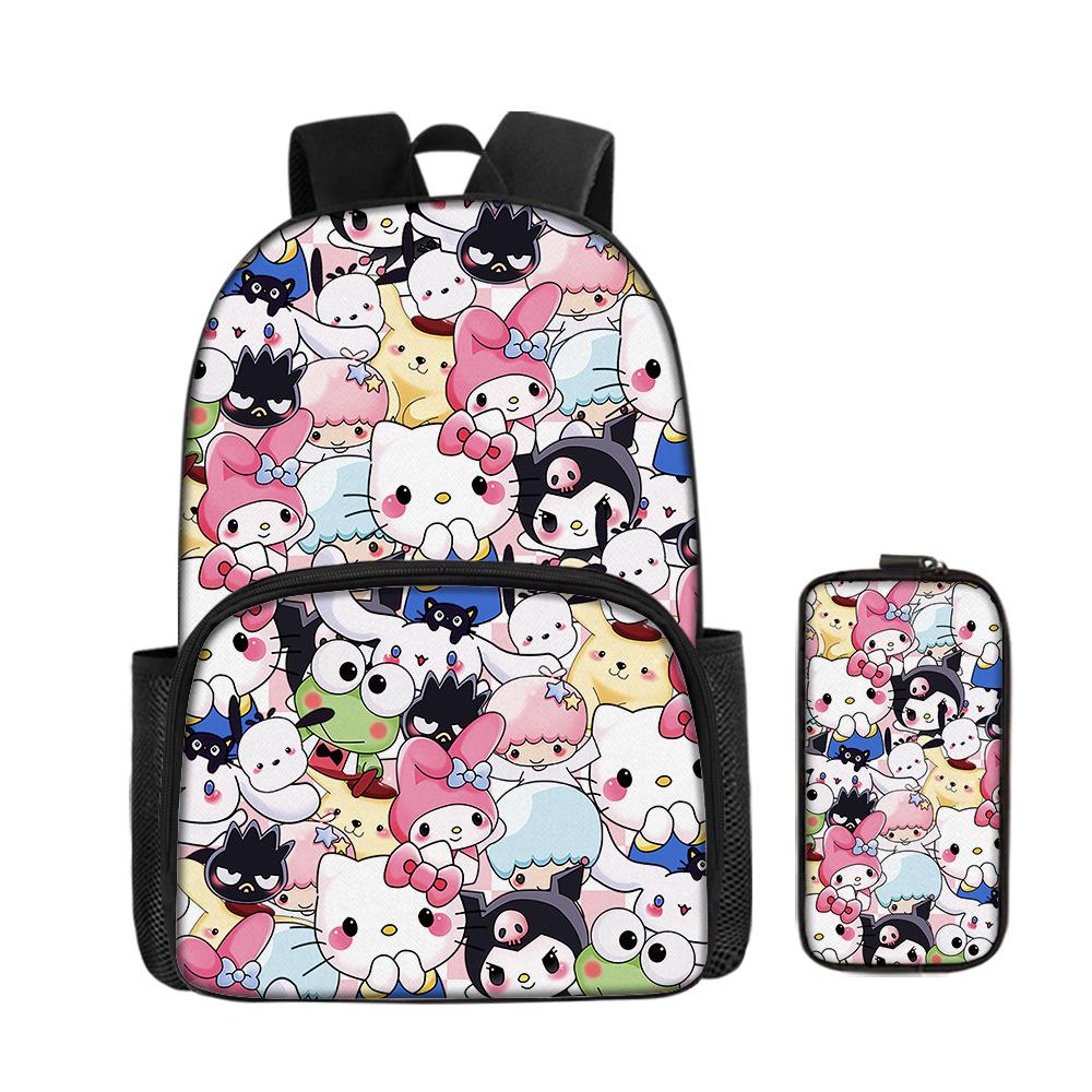 Cartoon Animation Backpack Student Backpack Full Print Backpack Portable Stationery Box Two-Piece Set