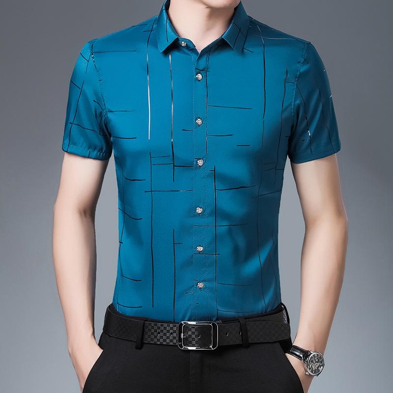 

Летняя новая мужская кардиганная рубашка с коротким рукавом, молодежная тонкая повседневная рубашка с лацканами, рубашка для мужчин M