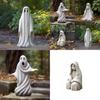 Verspieltes weißes Geister-Rasenornament, fesselnde Gartenfigur aus Kunstharz, perfekt für Halloween