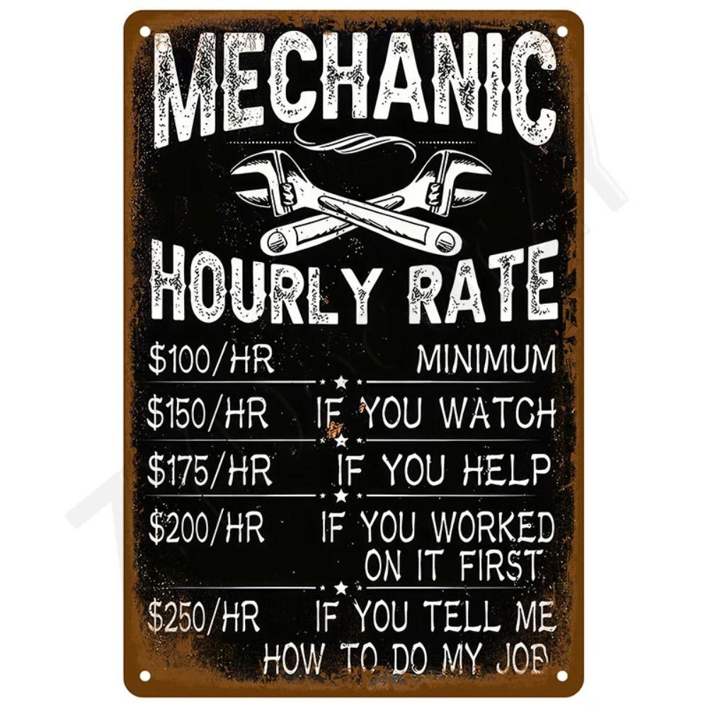 Garage Bar Metal Wall Sign, Auto Interior Decor Plaque 20x30cm