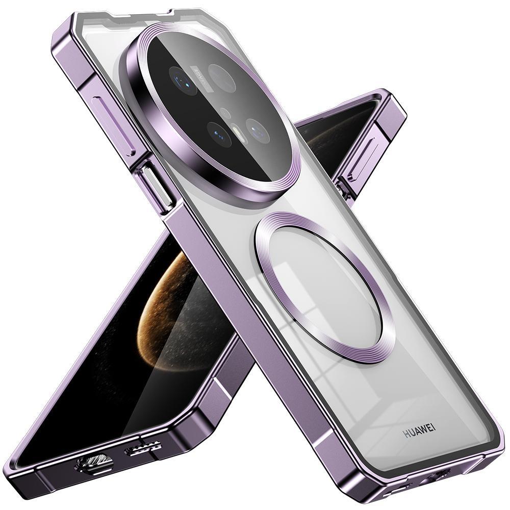 Detachable Case For Huawei Mate 60 70 Pro Translucent Frosted Magsafe Removable Backboard Metal Bumper Grip Cover