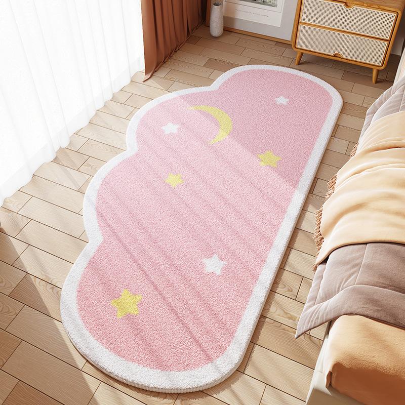 Cute Home Cartoon Imitation Cashmere Carpet Children's Room Bedroom Bed Blanket Maiden Heart Cloud Printed Floor Mat