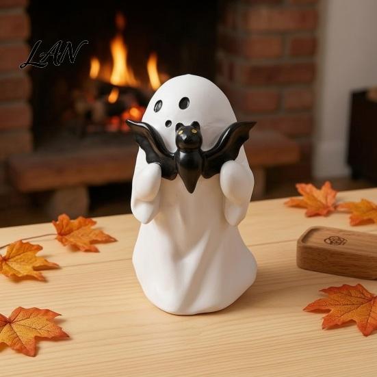 Decorative Ghost for Home Halloween Figurine, Cute Resin Statue, Creative Holding Unique Accents Bat/Drink Tabletop Ornament Party, Trick or