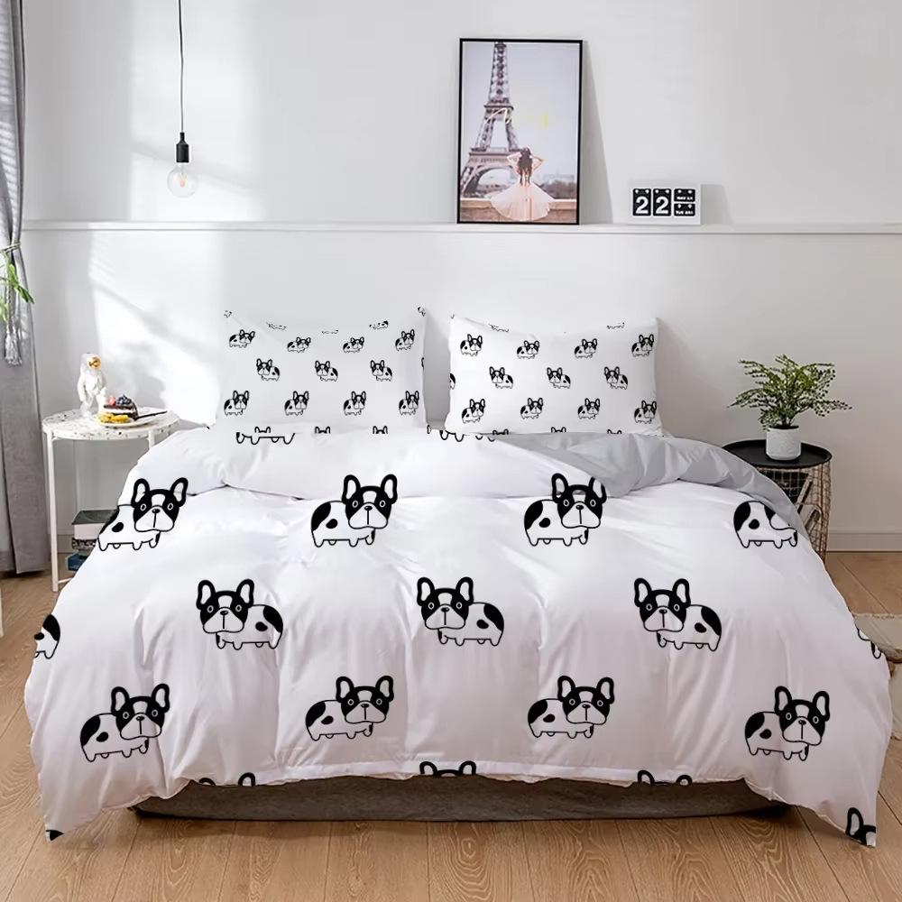 Black and White Puppy Down Comforter Set - Bedding Set - 3 Piece Comforter Cover Set 135*200cm