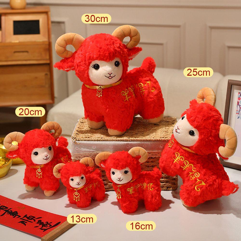 Horn Sheep Plush Toy Red Plush Year of the Sheep Mascot Gifts Plush Goat Toy Festive Gift