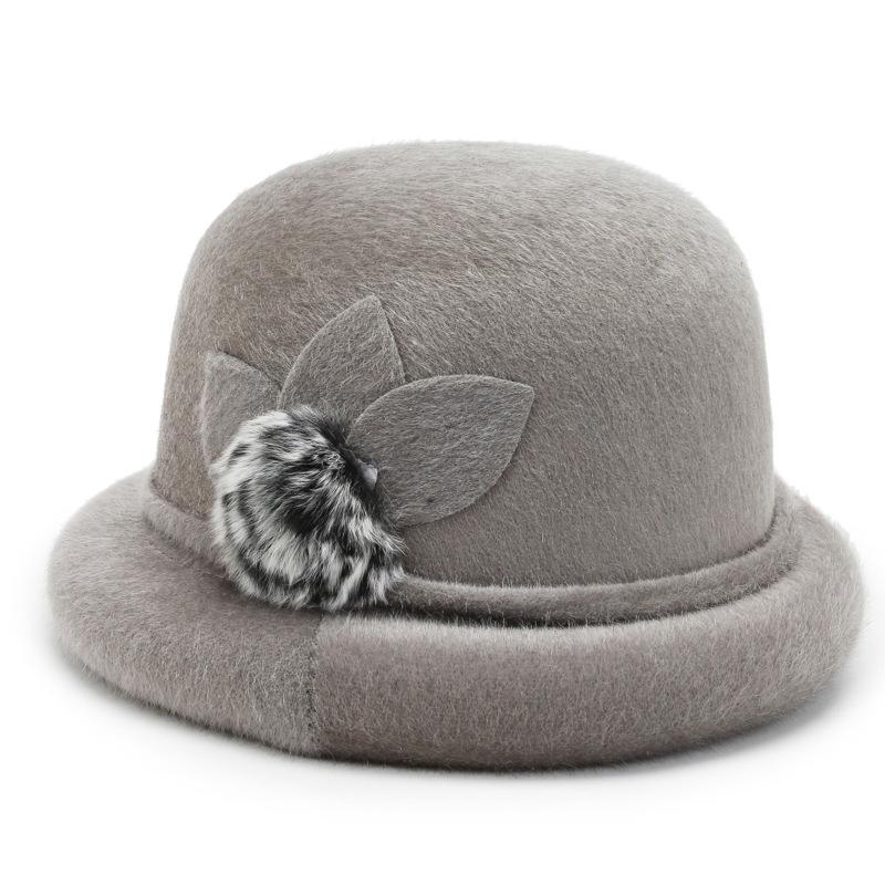 Lady Three Leaf Round Edge Basin Hat Korean Style Wool Ball Fisherman Hat Outside Sponge Circle Warm Styleable Cotton Hat