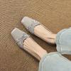 French Soft Leather Light Mouth Single Shoes Spring New Niche Snake Pattern Square Head Thick Heel Small Leather Shoes