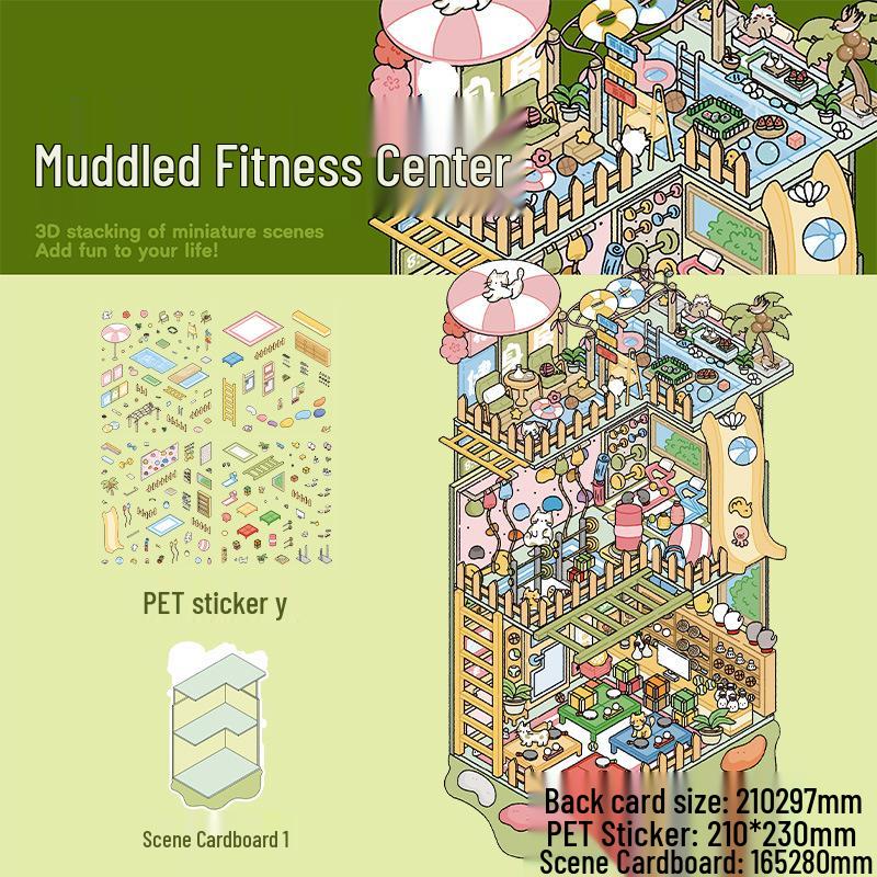 Large 3D Town Scenery Sticker: No-Cut Miniature Houses for DIY Scene