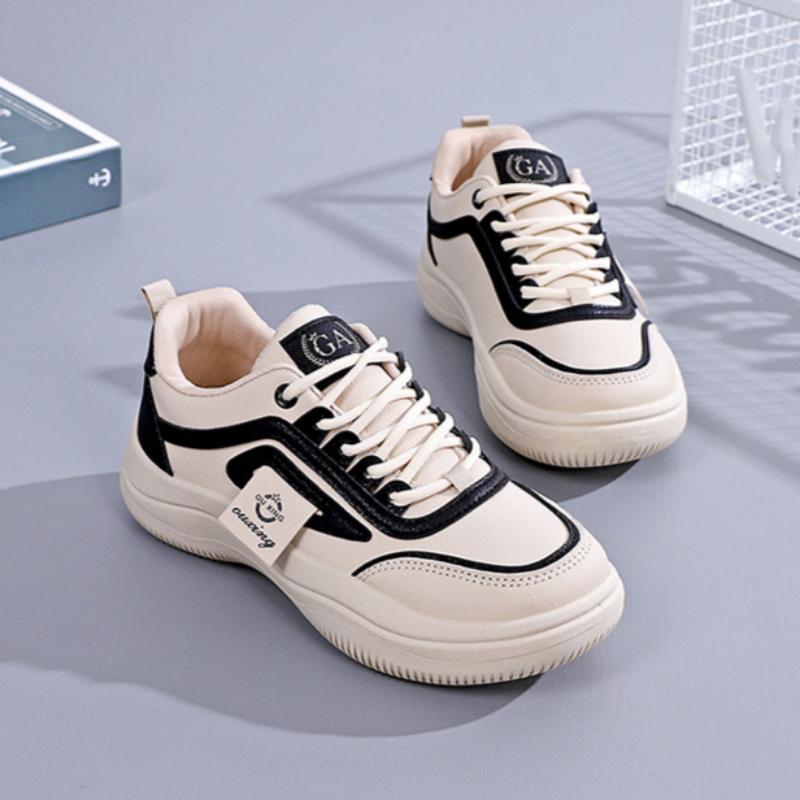 Genuine Leather White Shoes for Women Spring and Summer Sports Shoes Thick-soled Versatile Running Casual Shoes