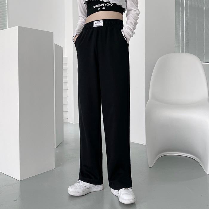 

Women s High Waist Wide Leg Split Pants - Solid Color, Casual Summer Style, Loose Fit 2XL чёрный