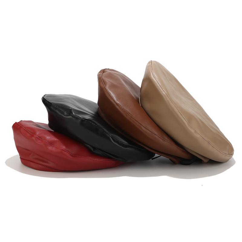 Simple Design Faux Leather Beret With Short Brim And Windproof Function For Summer Fashion
