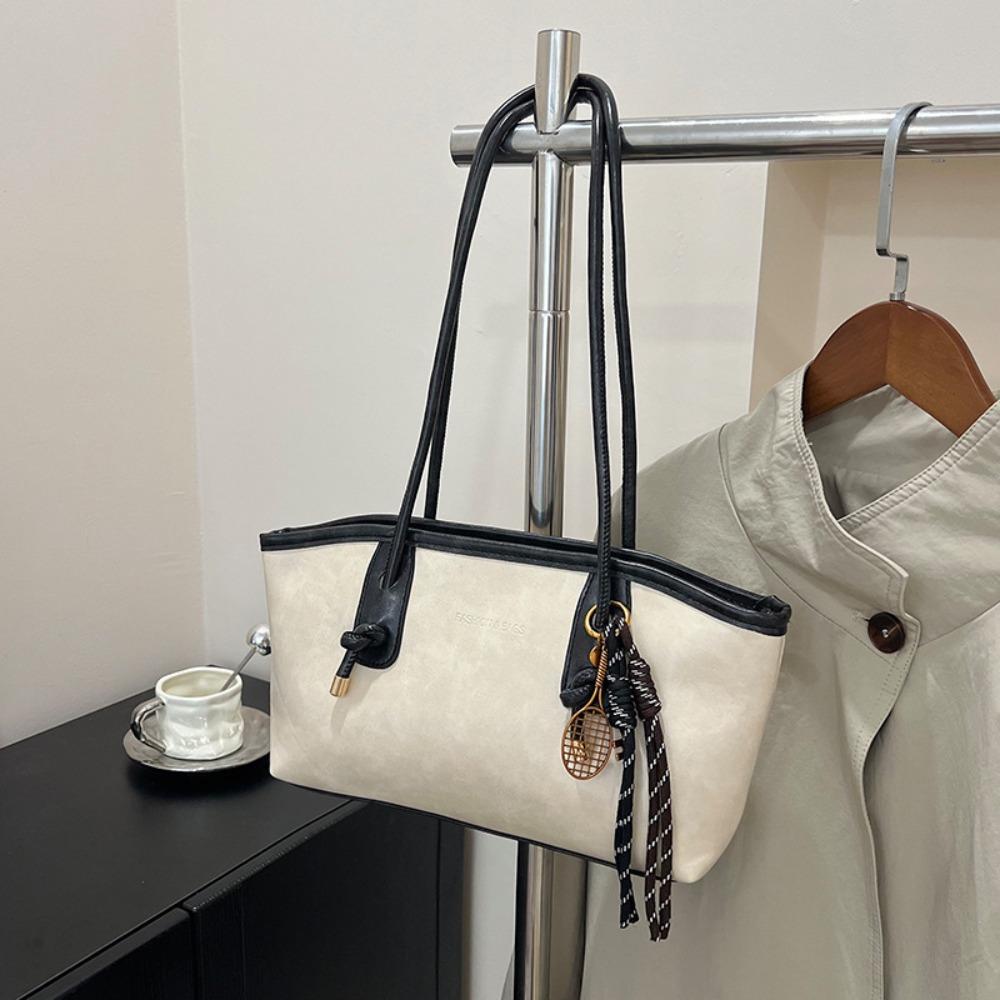 

Сумка в корейском стиле, большая вместимость, сумка на одно плечо, повседневная ретро сумка-тоут, для девушек белый