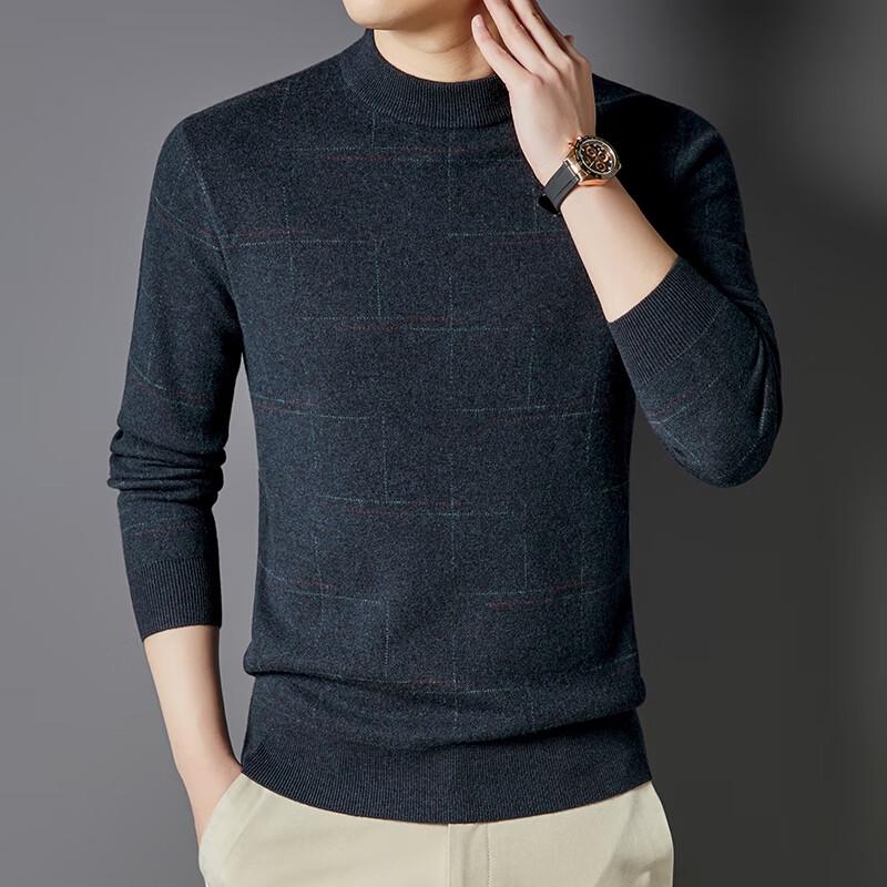 Yiliteng Men's 100% Wool Round Neck Pullover Sweater