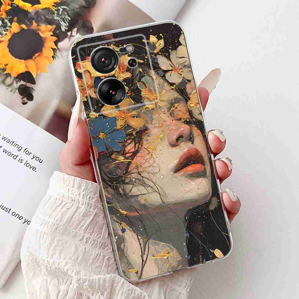 For Xiaomi Mi 13T 5G 6.67" Case Cartoon Bear Soft Silicone TPU Cover For Xiaomi Mi13T 5G 2306EPN60G 6.67" Colorful Flowers Shell
