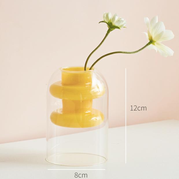 Glass Vase Art Decorations Flower Plant Container Vase Home Decor Accessories Desktop Crafts Terrarium Living Room decoration