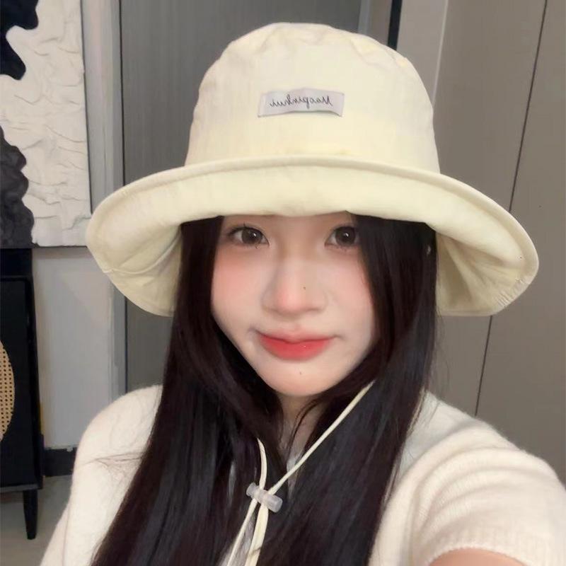 New Korean Dopamine Color Drawstring Bucket Hats for Women Summer Travel Sunscreen Versatile Multi-functional Basin Caps 2025