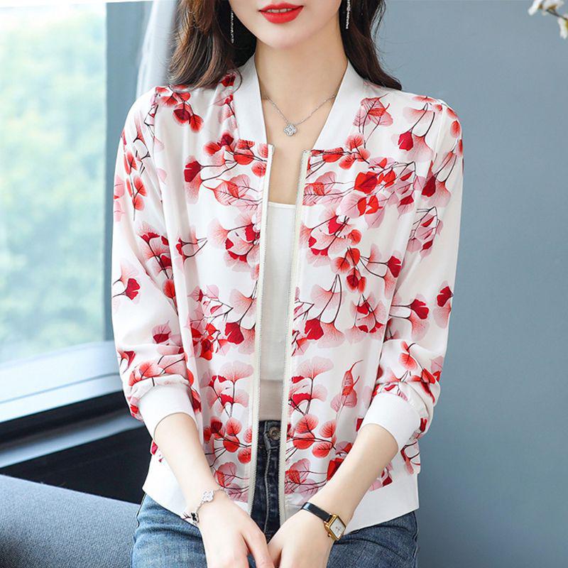 Women's Versatile Slimming Baseball Jacket - 2025 Summer Style, Plus Size, Short, Sun Protection, Stylish Mother's Wear