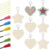 8 pezzi/set Portachiavi a Forma di Cuore in Legno Punto Croce Set da Ricamo Mini Macchina da Cucire Fai da Te Portachiavi per Principianti Piccolo Punto Croce Cucito