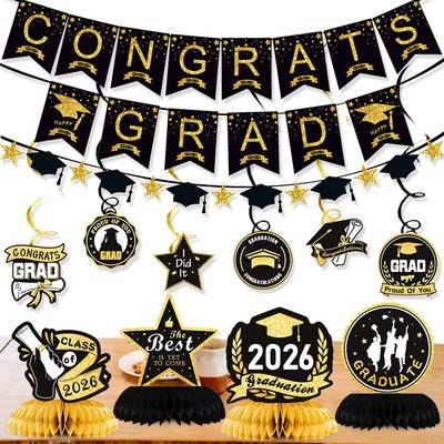 Graduation Season Theme Decoration Grad Flag School Hat Latte Honeycomb Balloon Set Customization