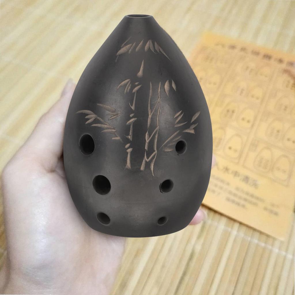 Traditional 8 Hole Ceramic Ocarina Black Clay Crafted Melodious Sound Wind Instrument Present for Cultural Enthusiasts
