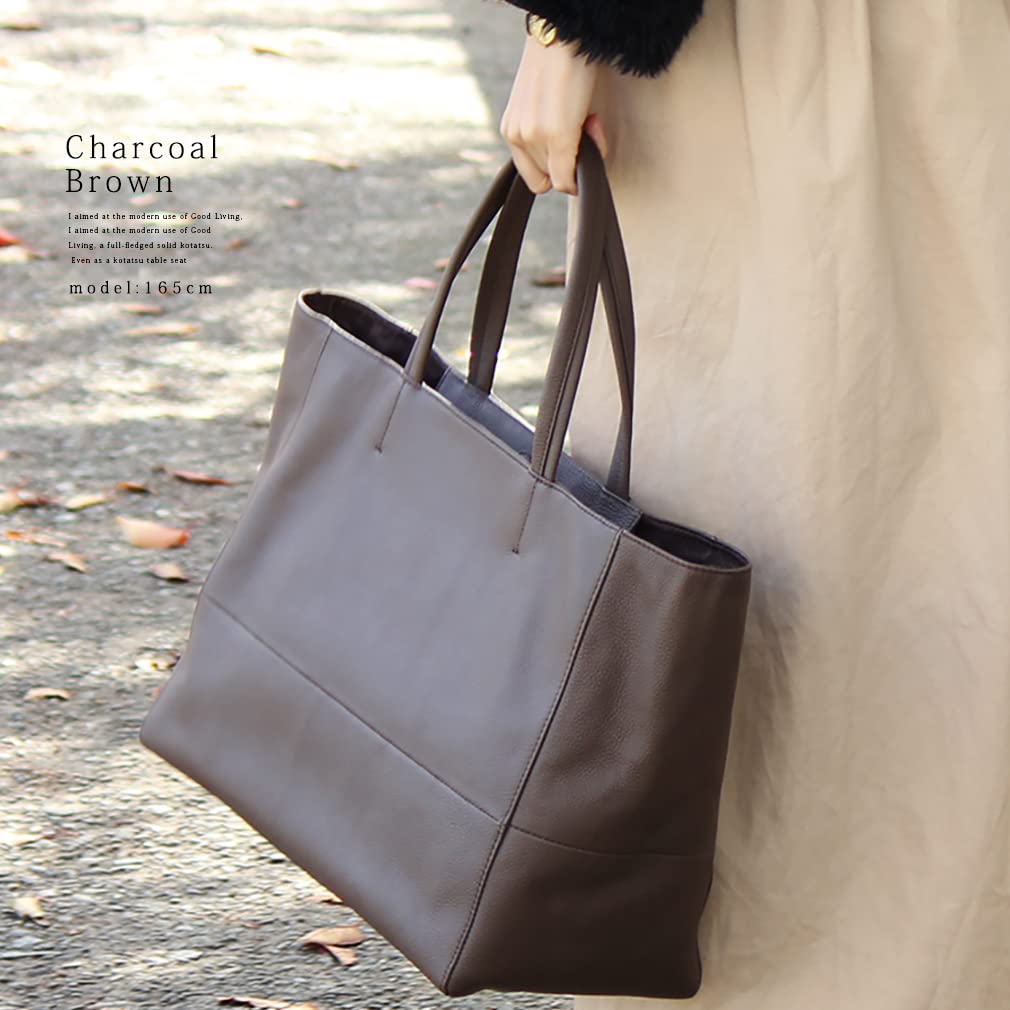 VITAFELICE Tote tas van echt rundleer voor mannen en vrouwen, oinb-n1706 (Houtskool Bruin)