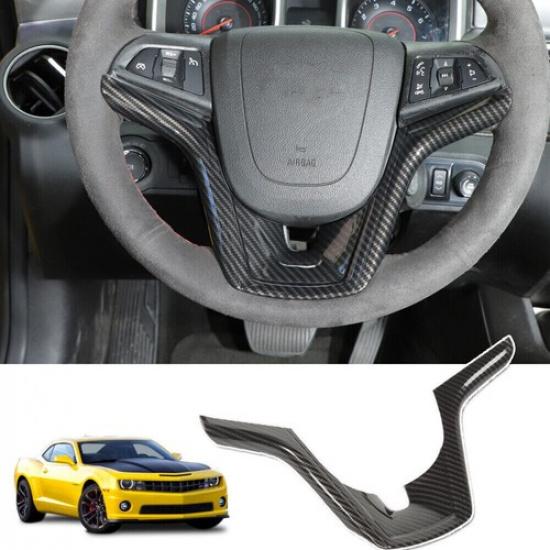 Carbon Fiber Car Steering Wheel Decor Cover Trim Shell For 2012-15 Chevy Camaro
