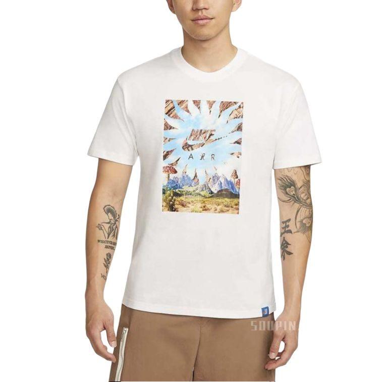 Nike T Shirts Men's White Crew Neck Moderate Straight Fit DQ1020-100