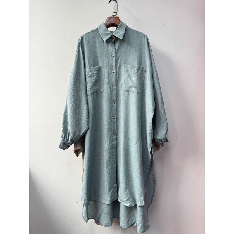 

Экспорт США Семена горчицы Тонкая Длинная Большая Рубашка Удобный Художественный Стиль Большой Кардиган Gray blue long shirt L