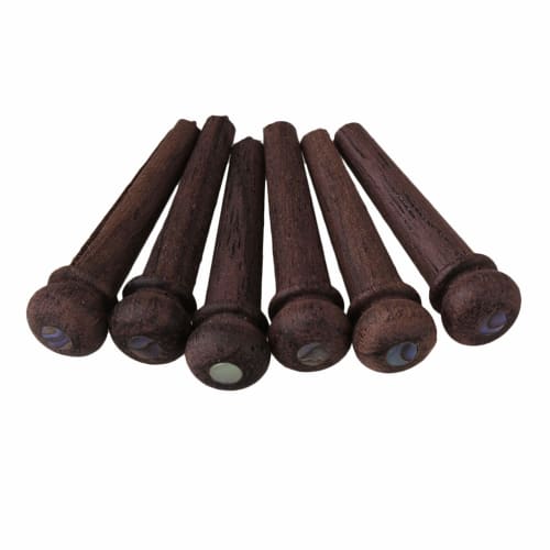 Yibuy 6-Pack Acoustic Guitar Rosewood Bridge Pins with Shell Dots, 6-String, Handcrafted from Wood for Better Vibration Transmission, Shell Decoration