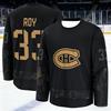 Tuta da Allenamento per Hockey su Ghiaccio Maschile Canadese - Traspirante, Asciugatura Rapida Versione Nera e Oro Manica Lunga Top Famiglia