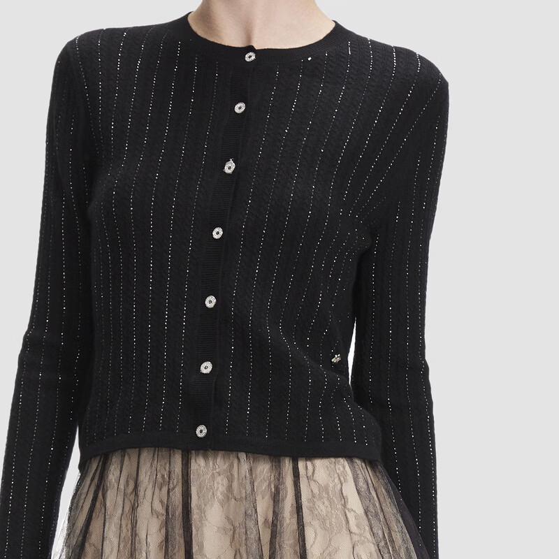 ELLASSAY Women's Simple Round Neck Knit Cardigan