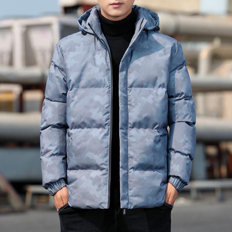 Herren S Dicker Winter Camouflage Kapuzen Baumwollmantel