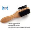 Three-Sided Beechwood Shoe Polish Brush with Black Boar Bristles for Leather Care