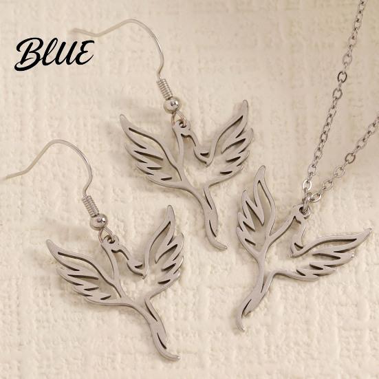 Hypoallergenic Necklace Phoenix And Earring Set for Women Stainless Steel