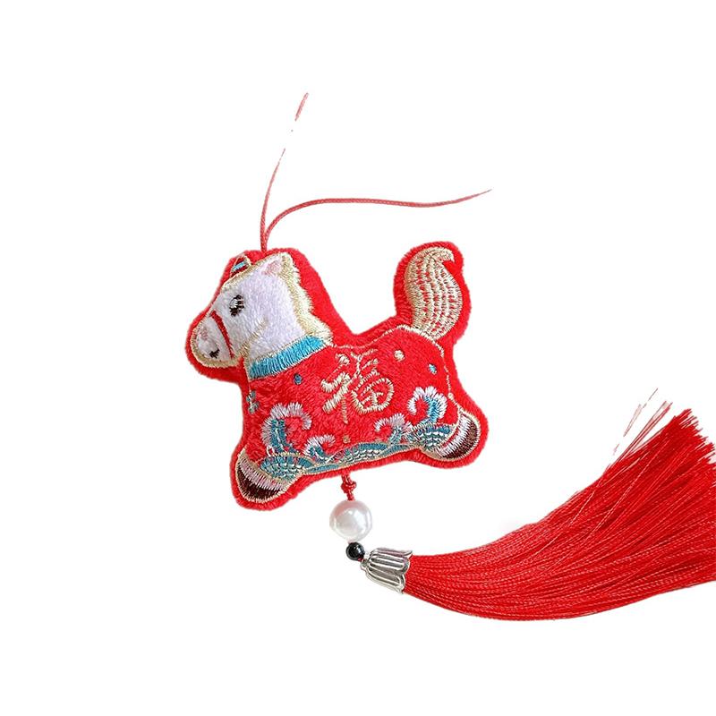 1Pcs Chinese Style Pony Zodiac Schoolbag Pendant Year Of The Horse New Year Festive Doll Ornament Keychain