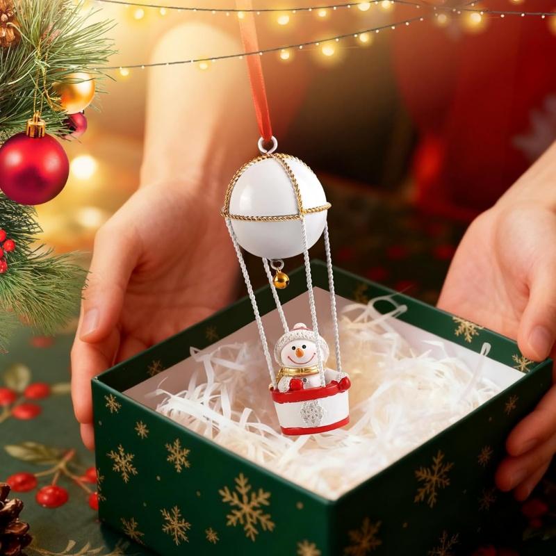 1Pc Christmas Santa/Snowman/Elk Hot Air Balloon Ornament Xmas Hanging Decor