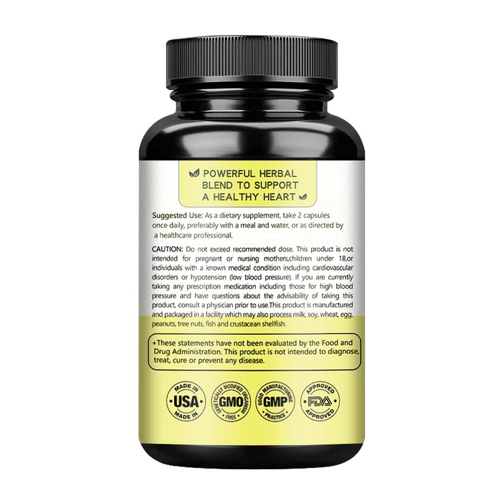 Blood Pressure Support - with Hawthorn and Hibiscus- Natural Supplement Healthy Heart Brain Immune Blood Vessels Flow Blood Pressure Cholesterol