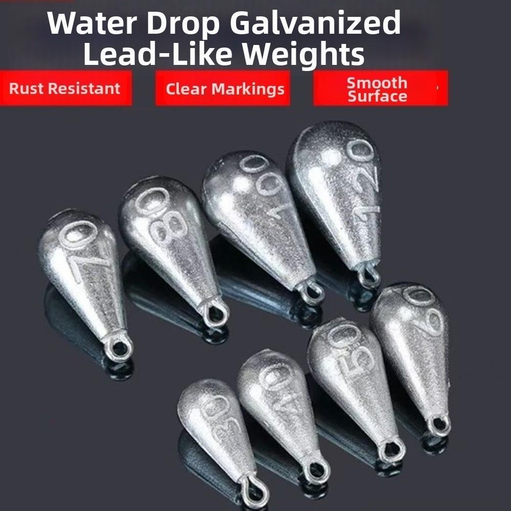 5 Pieces Pack 20g-120g Range Fishing Sinkers Iron Material Teardrop Sinkers  For Fishing