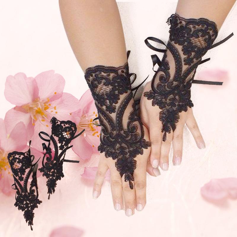 New Women Wedding Fingerless Gloves Lace White Black High Quality Wedding Gloves Mittens Accessory Girl Party Sexy Gloves